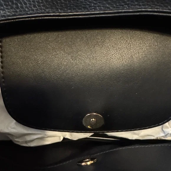 Karl Lagerfeld Black Leather Tote with Gold-Tone Accent With Added Charm & Dusty - Picture 11 of 16